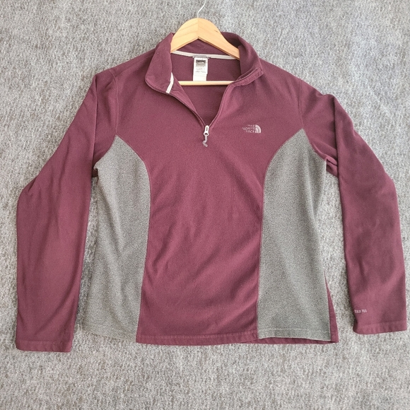 The North Face Sweaters - The North Face Womens 1/4Zip Fleece Pullover  Soft Womens Size XL Gray& Burgundy
